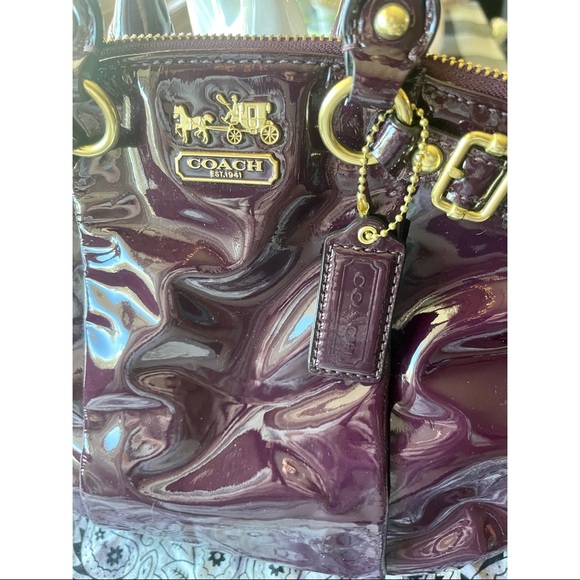 COACH Madison Patent Leather Sophia in Plum EUC - Picture 2 of 8